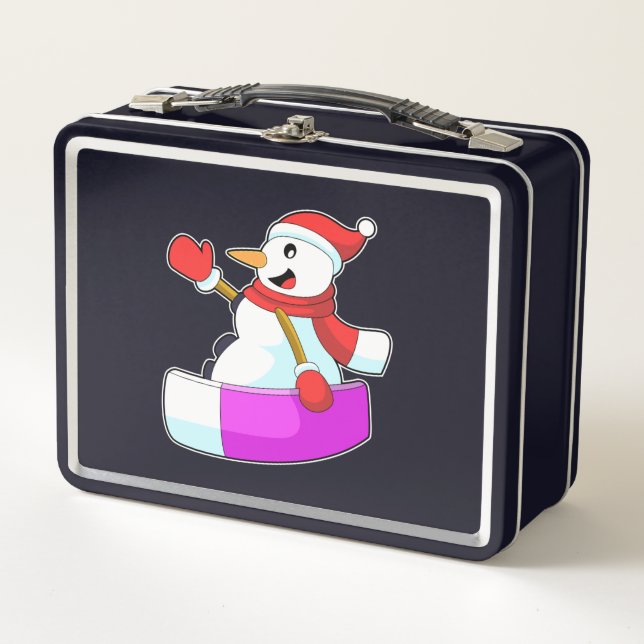 Snowman as Snowboarder with Sonowboard.PNG Metal Lunch Box (Front)