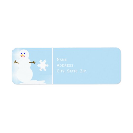 Snowman at Christmas on Blue Return Address Label
