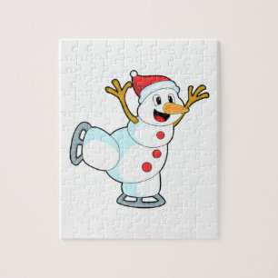 Snowman at Ice skating with Ice skates.PNG Jigsaw Puzzle