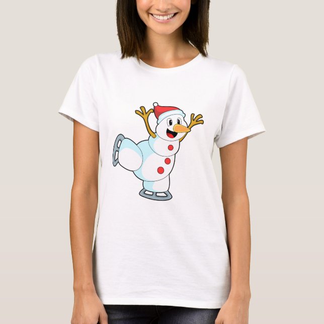 Snowman at Ice skating with Ice skates.PNG T-Shirt (Front)