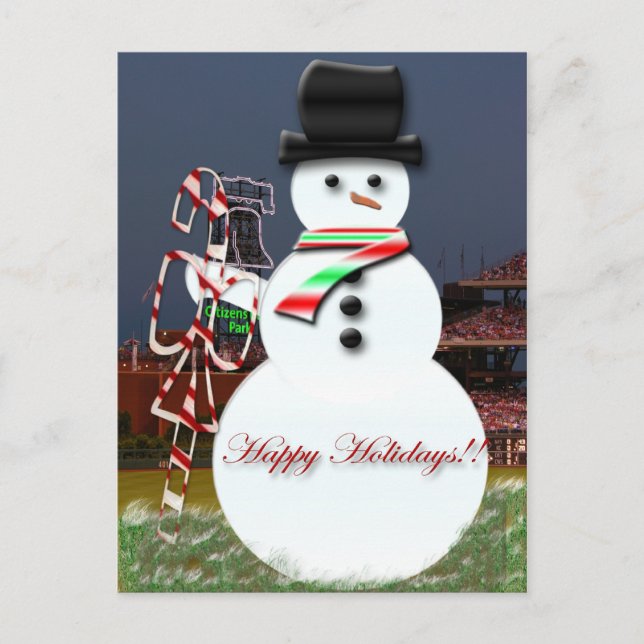 Snowman at the Ball Park Postcard (Front)
