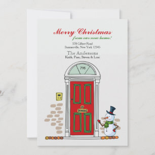 Snowman At The Door Holiday Moving Announcement