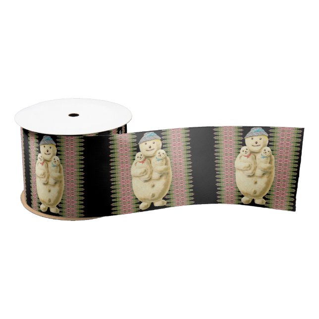 Snowman Babies Victorian Christmas Satin Ribbon (Spool)