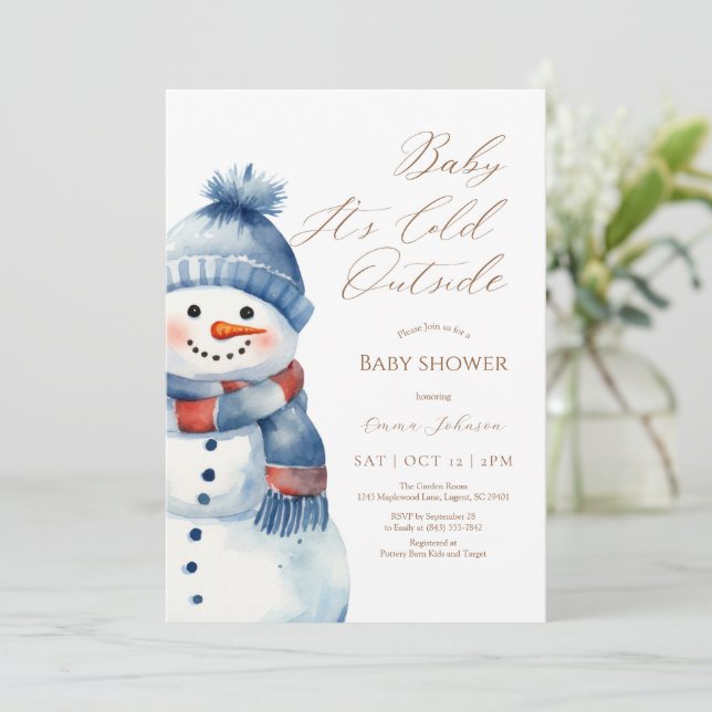Snowman Baby It’s Cold Outside Baby Shower invite (Standing Front)