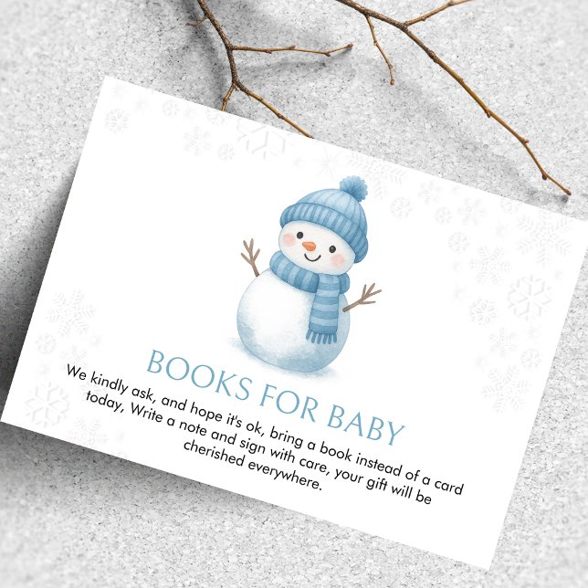 Snowman Baby Shower Books For Baby Enclosure Card (Creator Uploaded)