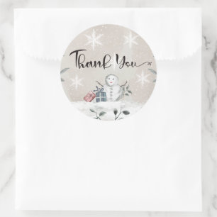Snowman baby shower thank you classic round sticker