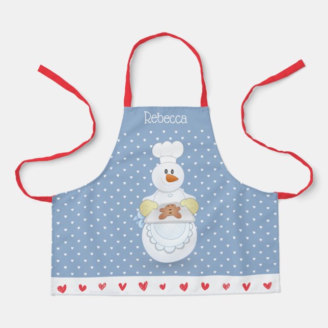 Snowman Baking Cookie Apron (Front)