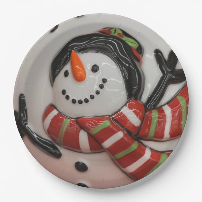 Snowman ball paper plate (Front)