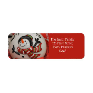 Snowman ball return address label