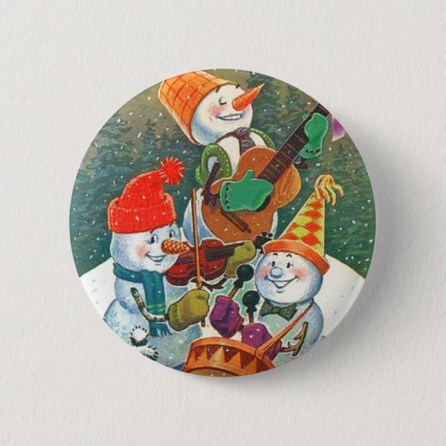 Snowman Band 6 Cm Round Badge (Front)