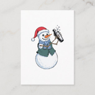 Snowman Bartender Christmas 2026 Holiday Cocktail Calling Card