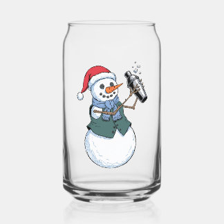 Snowman Bartender Christmas 2026 Holiday Cocktail Can Glass
