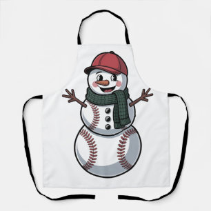 Snowman Baseball Christmas Santa Baseball Sport Apron