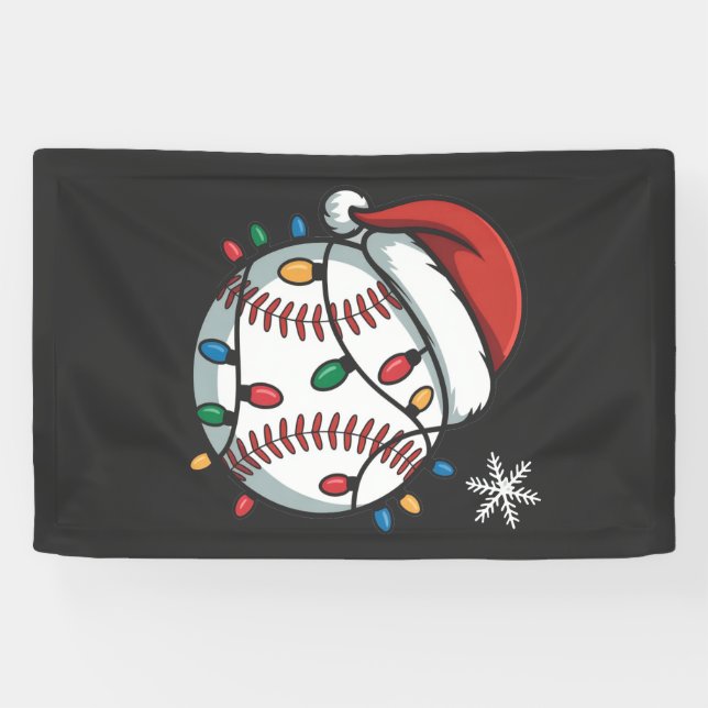 Snowman Baseball Christmas Santa Baseball Sport Banner (Horizontal)