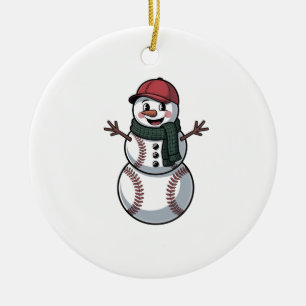 Snowman Baseball Christmas Santa Baseball Sport Ceramic Ornament