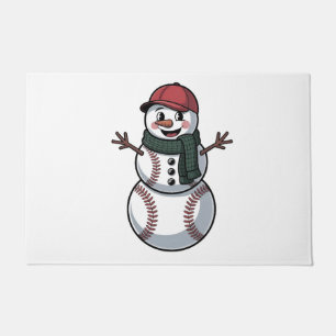 Snowman Baseball Christmas Santa Baseball Sport Doormat