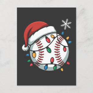 Snowman Baseball Christmas Santa Baseball Sport Holiday Postcard