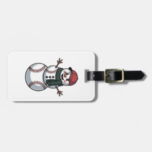Snowman Baseball Christmas Santa Baseball Sport Luggage Tag