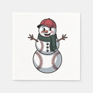Snowman Baseball Christmas Santa Baseball Sport Napkin