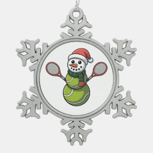 Snowman Baseball Christmas Santa Baseball Sport Snowflake Pewter Christmas Ornament