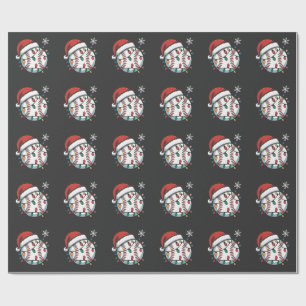 Snowman Baseball Christmas Santa Baseball Sport Wrapping Paper