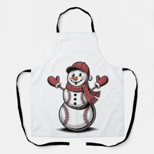Snowman Baseball Christmas Sport Lovers Apron
