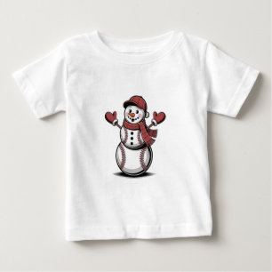 Snowman Baseball Christmas Sport Lovers Baby T-Shirt