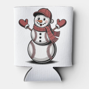 Snowman Baseball Christmas Sport Lovers Can Cooler