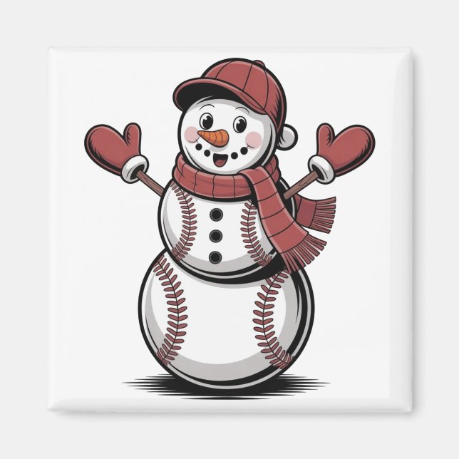 Snowman Baseball Christmas Sport Lovers  Magnet (Front)