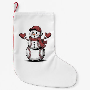 Snowman Baseball Christmas Sport Lovers Small Christmas Stocking