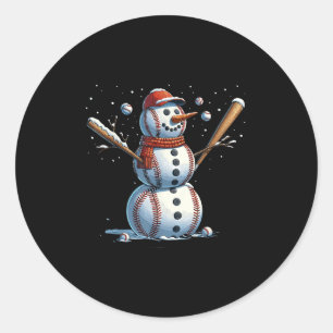 Snowman Baseball Christmas Winter Classic Round Sticker