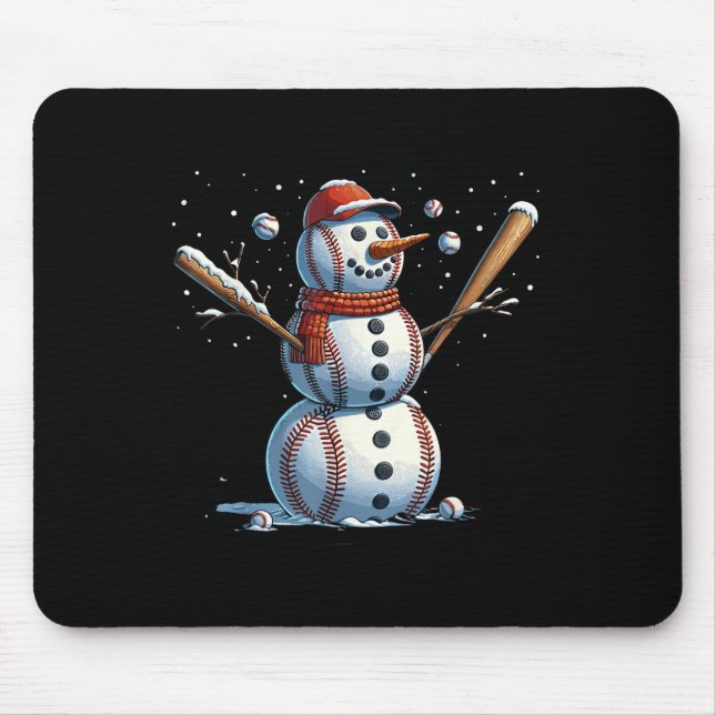 Snowman Baseball Christmas Winter  Mouse Pad (Front)