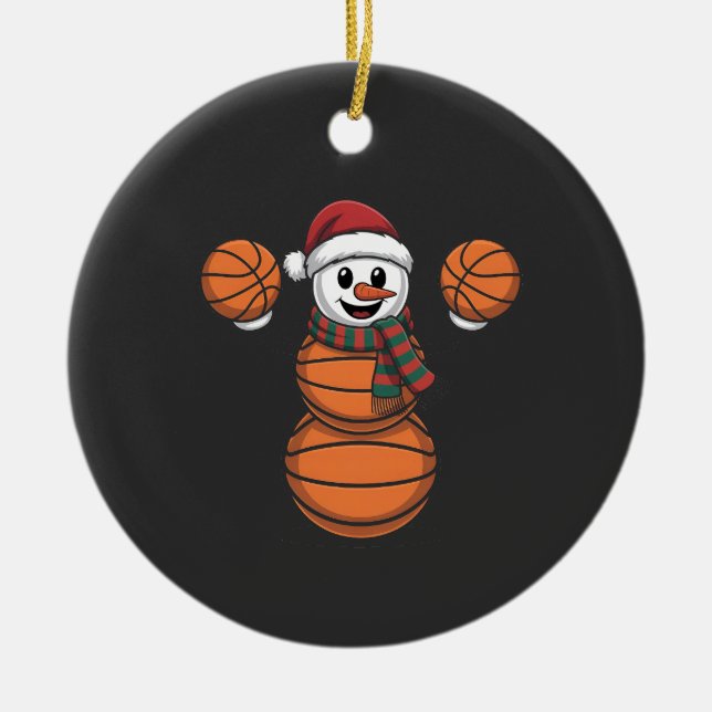 Snowman Basketbal Christmas Santa Baseball Sport Ceramic Ornament (Front)