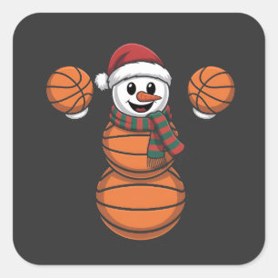 Snowman Basketbal Christmas Santa Baseball Sport Square Sticker