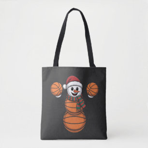 Snowman Basketbal Christmas Santa Baseball Sport Tote Bag