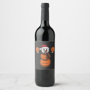 Snowman Basketbal Christmas Santa Baseball Sport Wine Label