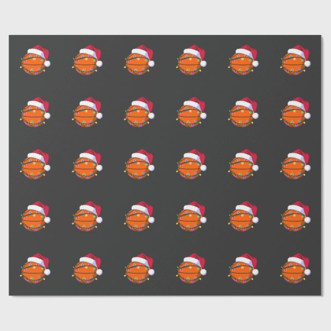 Snowman Basketball Christmas Santa Baseball Sport Wrapping Paper (Flat)