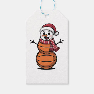 Snowman Basketball Christmas Sport Lovers Gift Tags