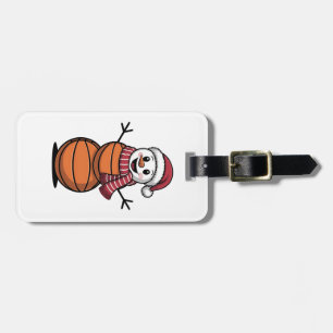 Snowman Basketball Christmas Sport Lovers Luggage Tag