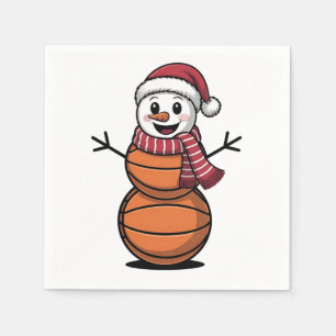 Snowman Basketball Christmas Sport Lovers Napkin
