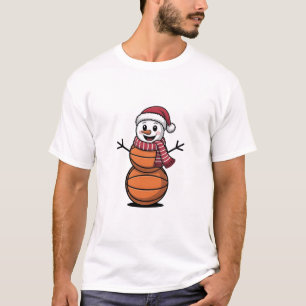 Snowman Basketball Christmas Sport Lovers T-Shirt
