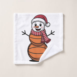 Snowman Basketball Christmas Sport Lovers Wash Cloth