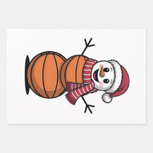 Snowman Basketball Christmas Sport Lovers  Wrapping Paper Sheet