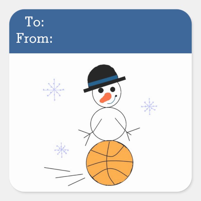 Snowman Basketball Gift Tag (Front)