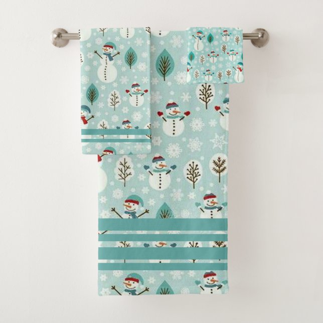Snowman Bath Towel Set (Insitu)