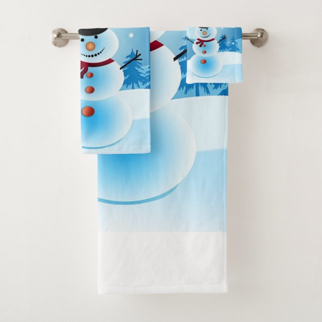 Snowman Bathroom Towel Set (Insitu)