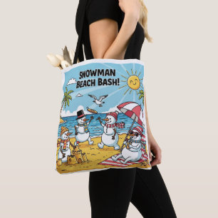 Snowman Beach Bash Tote Bag