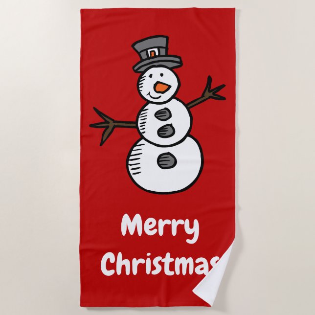 Snowman Beach Towel (Front)