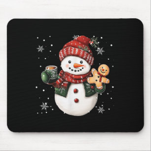 Snowman Beanie Coffee Latte Ginggerbread Merry Chr Mouse Pad