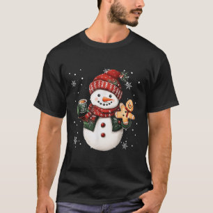 Snowman Beanie Coffee Latte Ginggerbread Merry Chr T-Shirt